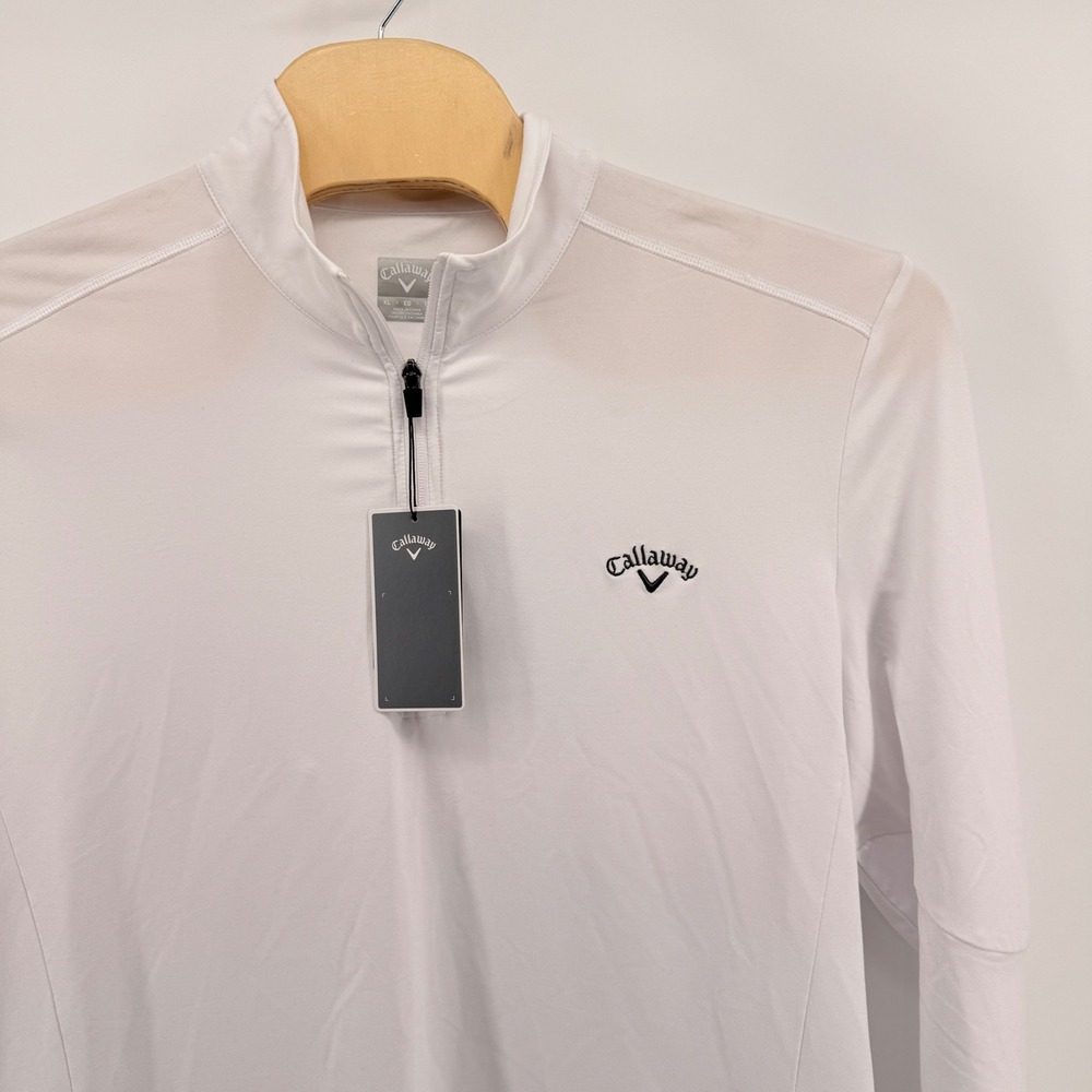 NEW Callaway Opti-Dri 1/4 Zip Pullover Mens XL Bright White‎ Hydrofuge Golf UPF - Picture 12 of 13